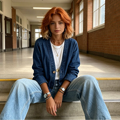 🥳HOT SALE🥳💥50% OFF! 🔥Women's Classic Button Front Denim Jacket