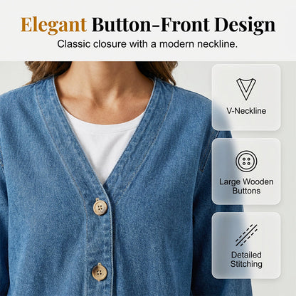🥳HOT SALE🥳💥50% OFF! 🔥Women's Classic Button Front Denim Jacket