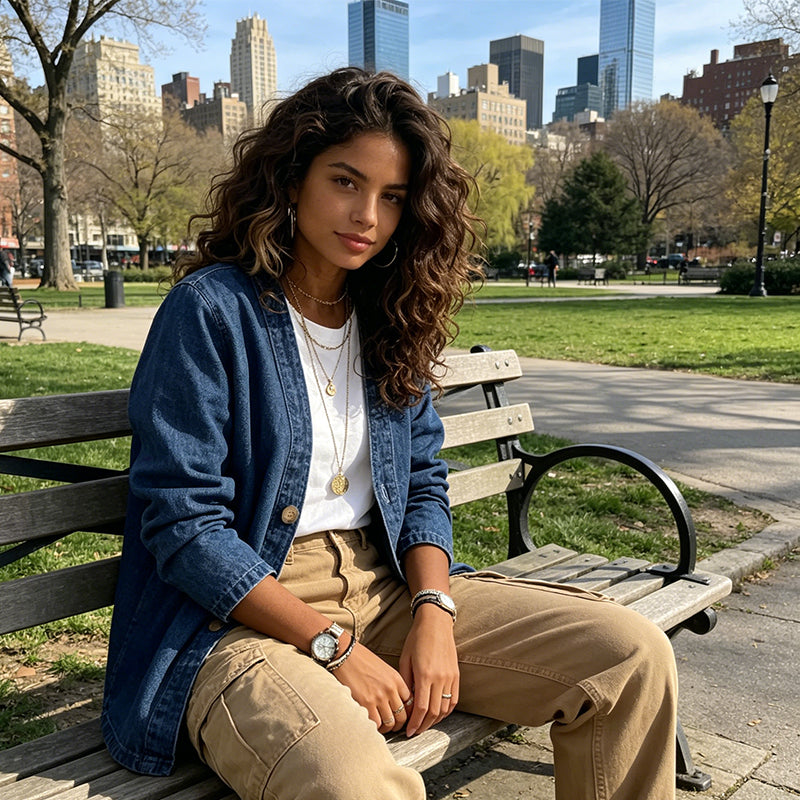 🥳HOT SALE🥳💥50% OFF! 🔥Women's Classic Button Front Denim Jacket
