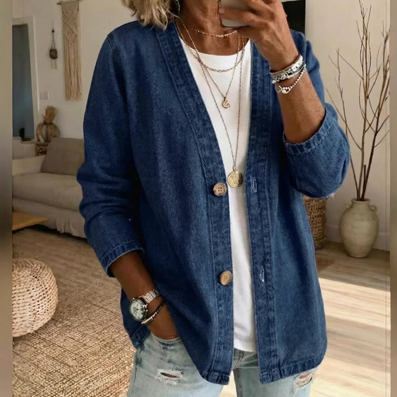 🥳HOT SALE🥳💥50% OFF! 🔥Women's Classic Button Front Denim Jacket