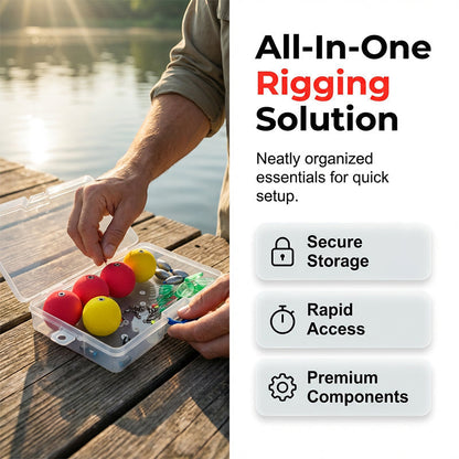 🎣50% OFF NOW! Complete Fishing Float & Sinker Rig Kit, High Visibility Bobber Tackle Set, Great Buoyancy, Portable Storage Box for Freshwater Saltwater Fishing