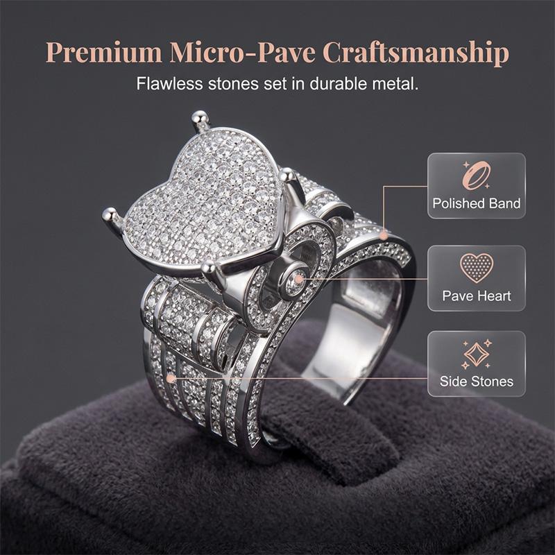 Sparkling Heart-Shaped Ring for Women