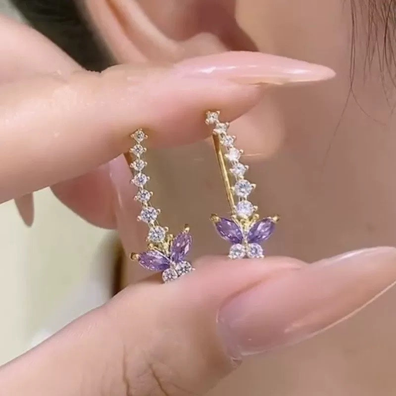 Sparkling Butterfly Crawler Earrings