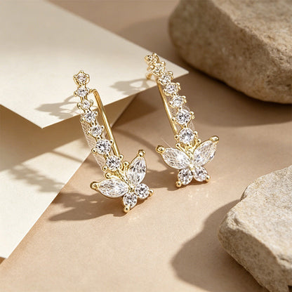 Sparkling Butterfly Crawler Earrings
