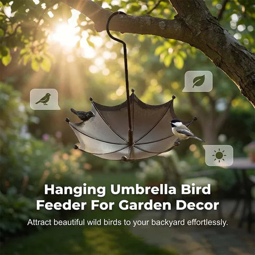 Hanging Umbrella Bird Feeder & Bath – Dual-Use, Rust-Resistant, Vintage Style & Perfect for Garden Decor ☂️