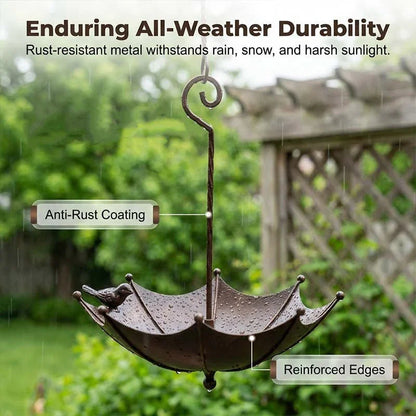 Hanging Umbrella Bird Feeder & Bath – Dual-Use, Rust-Resistant, Vintage Style & Perfect for Garden Decor ☂️