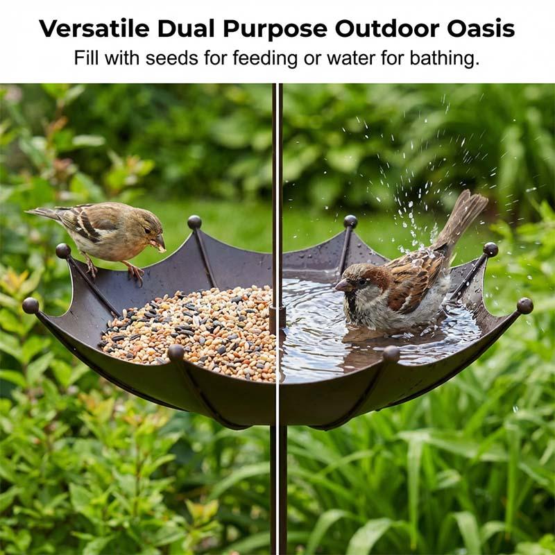 Hanging Umbrella Bird Feeder & Bath – Dual-Use, Rust-Resistant, Vintage Style & Perfect for Garden Decor ☂️