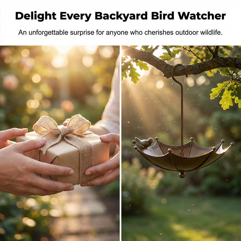 Hanging Umbrella Bird Feeder & Bath – Dual-Use, Rust-Resistant, Vintage Style & Perfect for Garden Decor ☂️