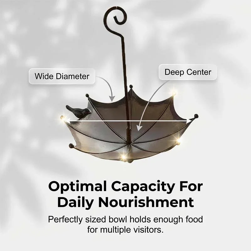Hanging Umbrella Bird Feeder & Bath – Dual-Use, Rust-Resistant, Vintage Style & Perfect for Garden Decor ☂️