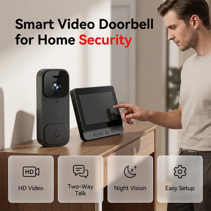 ⏰Smart Video Doorbell with 4.3' Display – Two-Way Audio, Night Vision, Wide Angle