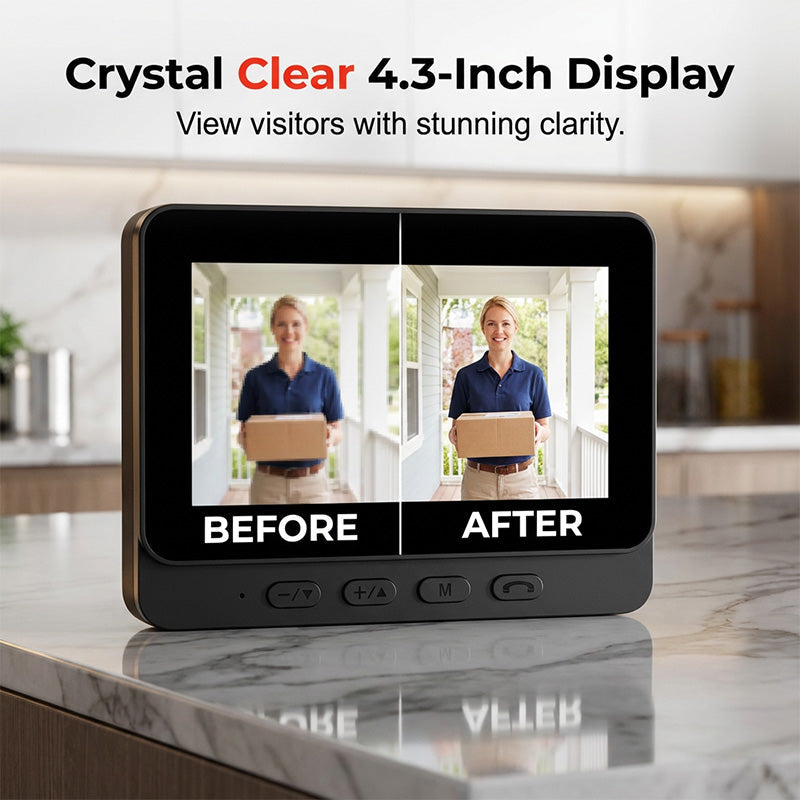 ⏰Smart Video Doorbell with 4.3' Display – Two-Way Audio, Night Vision, Wide Angle