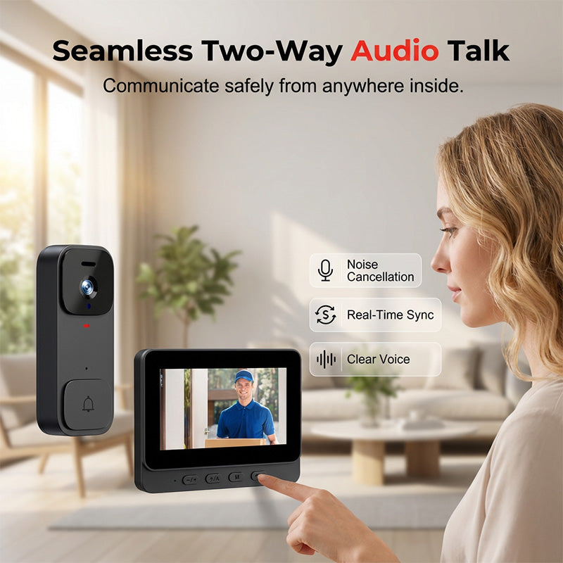 ⏰Smart Video Doorbell with 4.3' Display – Two-Way Audio, Night Vision, Wide Angle