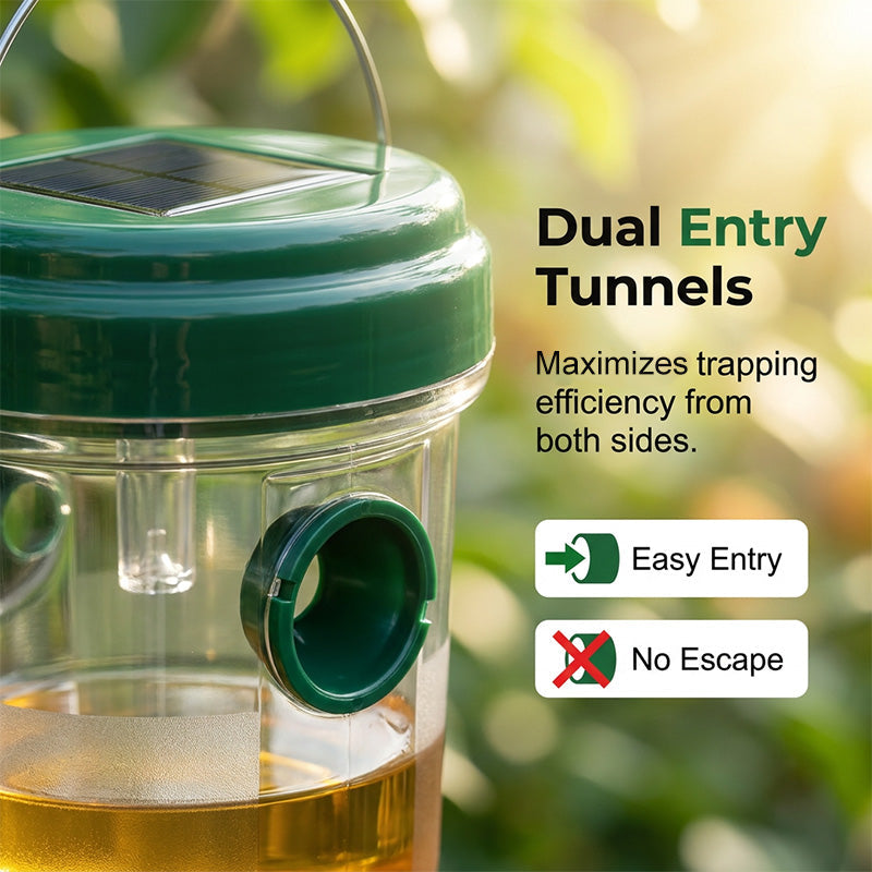 🐝☀️ Solar-powered wasp trap for patios and gardens 🔋🌿 – effective, rechargeable and weatherproof – chemical-free, covers up to 500 m² !