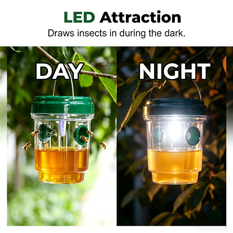 🐝☀️ Solar-powered wasp trap for patios and gardens 🔋🌿 – effective, rechargeable and weatherproof – chemical-free, covers up to 500 m² !