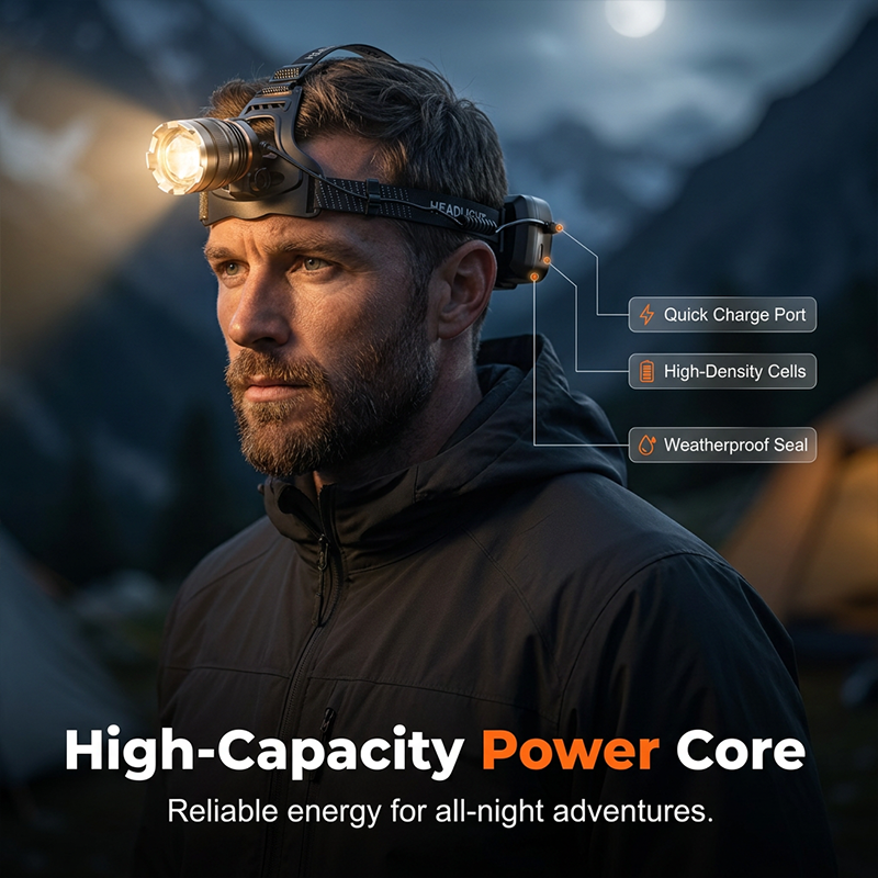 Rechargeable Zoomable Headlamp with Motion Sensor