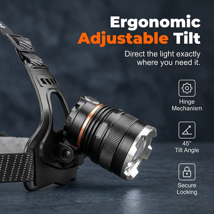 Rechargeable Zoomable Headlamp with Motion Sensor