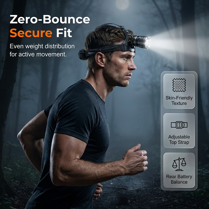 Rechargeable Zoomable Headlamp with Motion Sensor