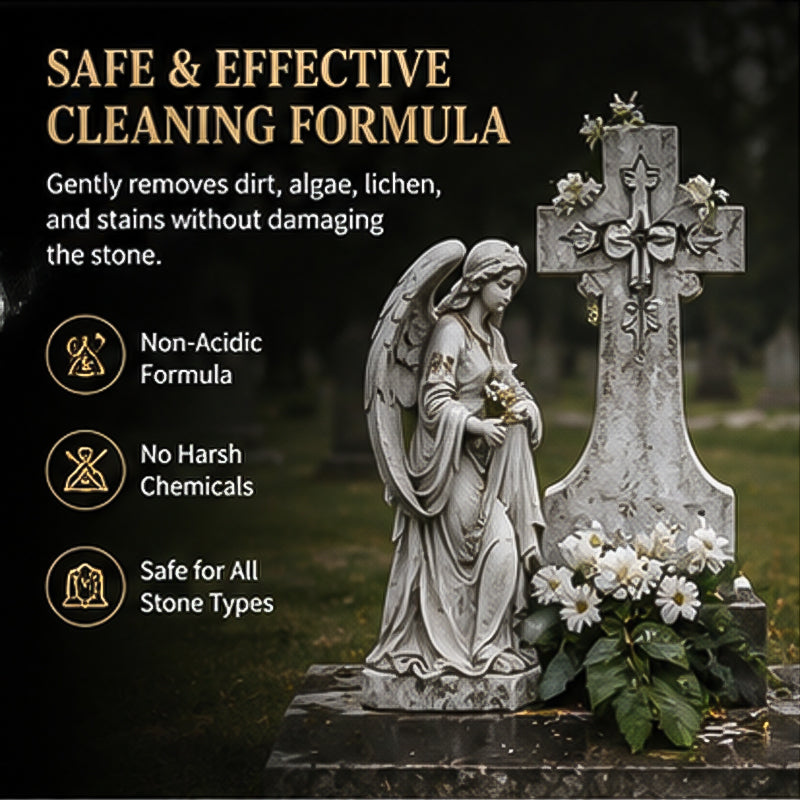 🏛️ Grave Marker Cleaning Spray + Microfiber Cloth – Removes moss and dirt – Cash on delivery 🔥✨