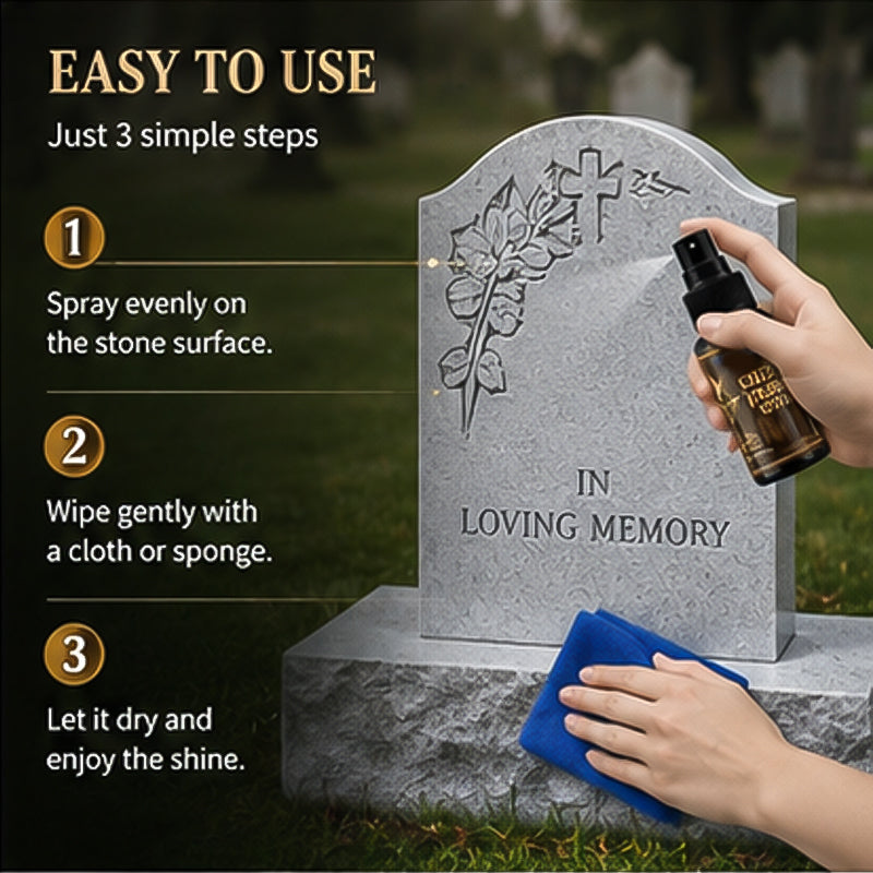 🏛️ Grave Marker Cleaning Spray + Microfiber Cloth – Removes moss and dirt – Cash on delivery 🔥✨