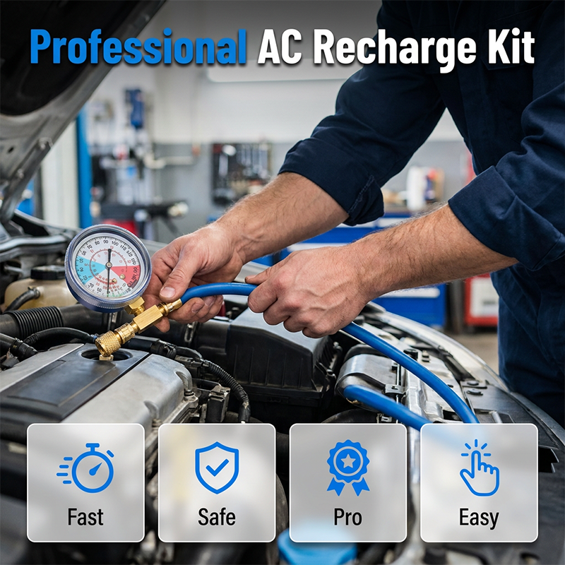 🔧 ❄️ R134a AC Refrigerant Charging Hose with Gauge – Leak-proof, easy read & compatible with cars, trucks or home AC – safe DIY recharge 🚗