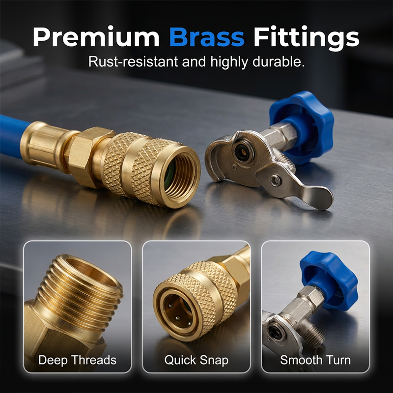 🔧 ❄️ R134a AC Refrigerant Charging Hose with Gauge – Leak-proof, easy read & compatible with cars, trucks or home AC – safe DIY recharge 🚗
