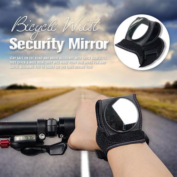 Bicycle wrist safety rear-view mirror