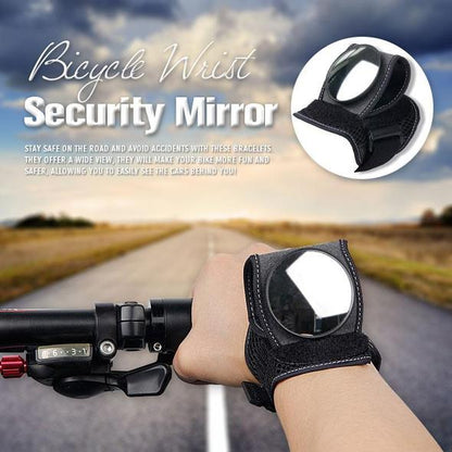 Bicycle wrist safety rear-view mirror