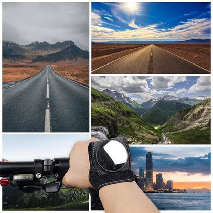 Bicycle wrist safety rear-view mirror