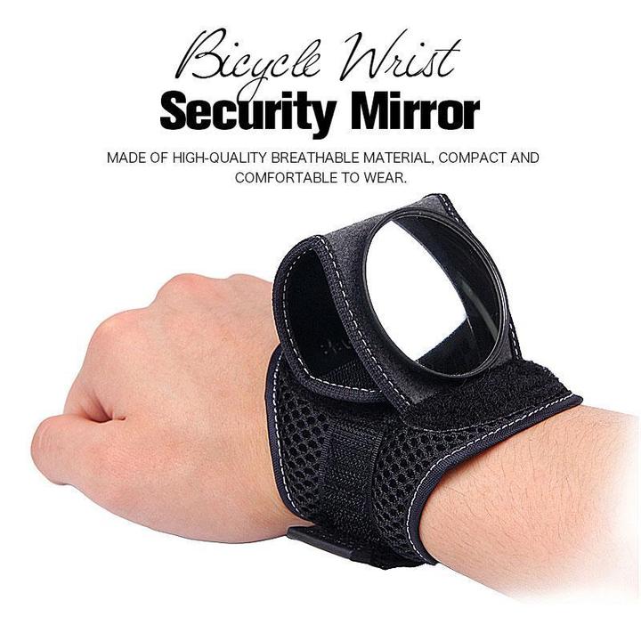 Bicycle wrist safety rear-view mirror