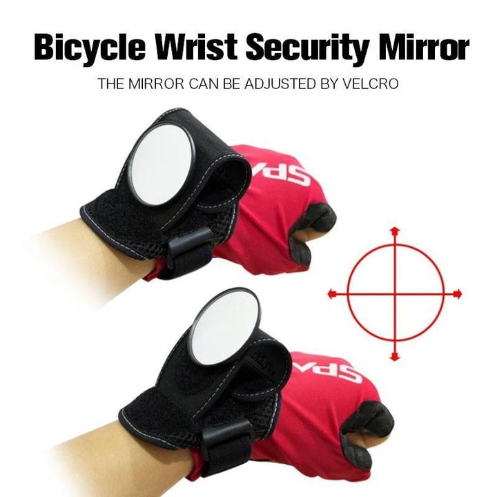 Bicycle wrist safety rear-view mirror