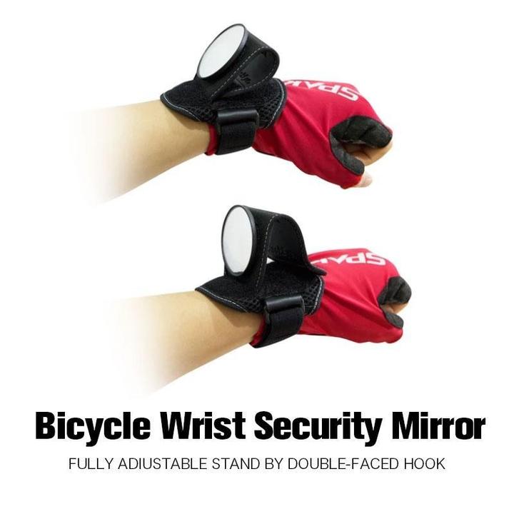 Bicycle wrist safety rear-view mirror