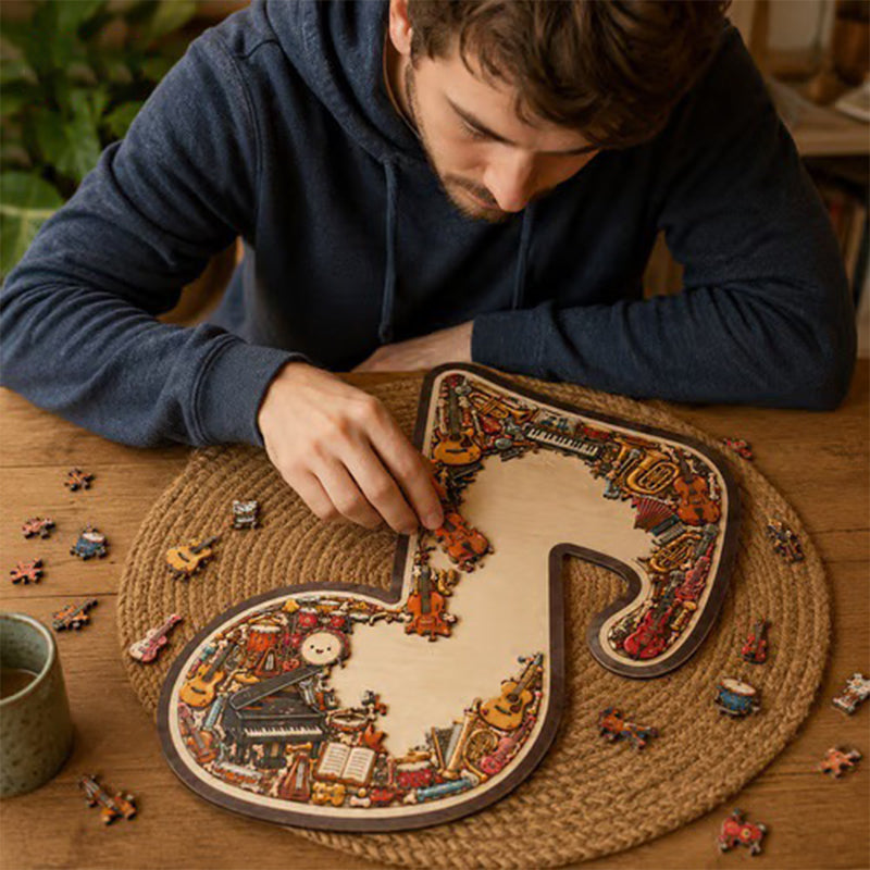 📢📢50% OFF !! ⏰Wooden Musical Note Jigsaw Puzzle🎶🧩