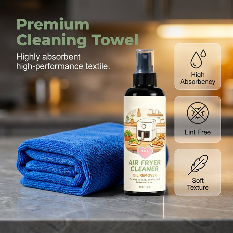 ✨2‑in‑1 Air Fryer Cleaner – Degreases & cleans, safe for non‑stick coatings. Just spray & wipe. Includes towel! 🧼💪