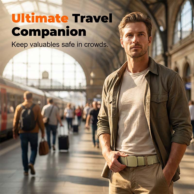 Tactical Travel Belt with Hidden Money Pocket