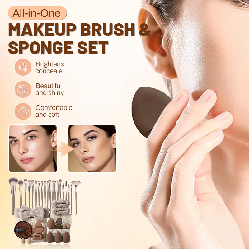 📢📢50% OFF !! ⏰ All-in-One Makeup Brush & Sponge Set