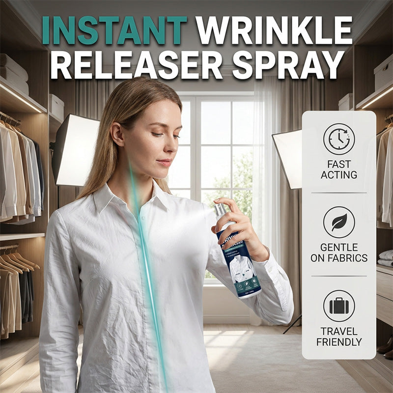 👔Wrinkle-reducing spray for clothing✨ Instant wrinkle release – no iron, travel-ready, static-free & fresh.