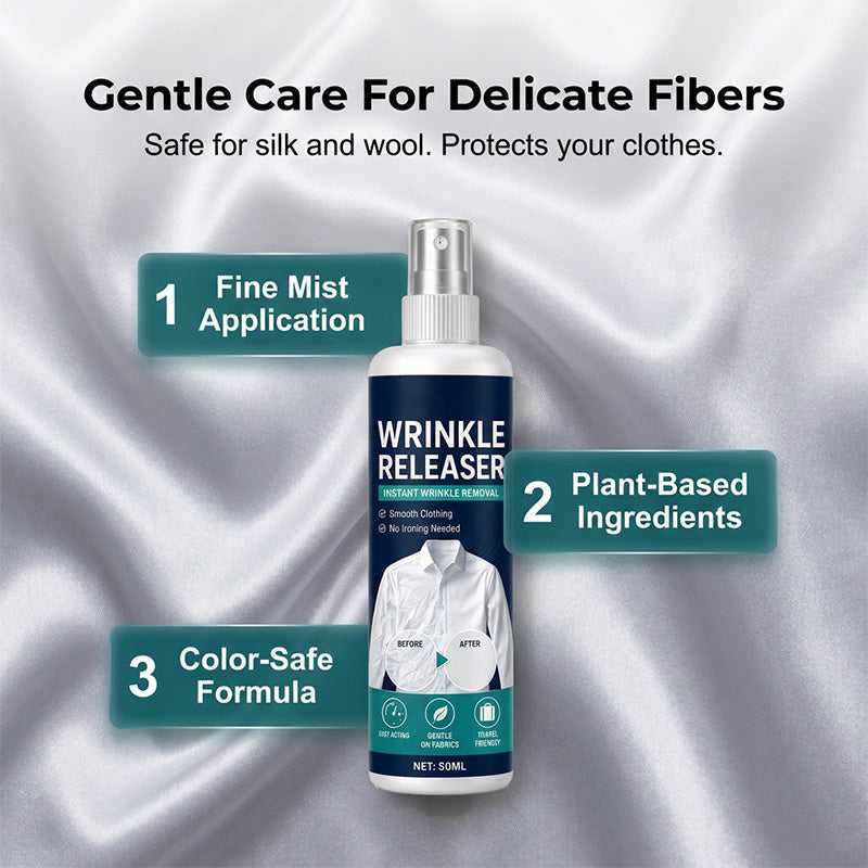 👔Wrinkle-reducing spray for clothing✨ Instant wrinkle release – no iron, travel-ready, static-free & fresh.