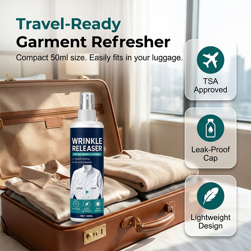 👔Wrinkle-reducing spray for clothing✨ Instant wrinkle release – no iron, travel-ready, static-free & fresh.