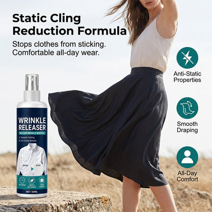👔Wrinkle-reducing spray for clothing✨ Instant wrinkle release – no iron, travel-ready, static-free & fresh.