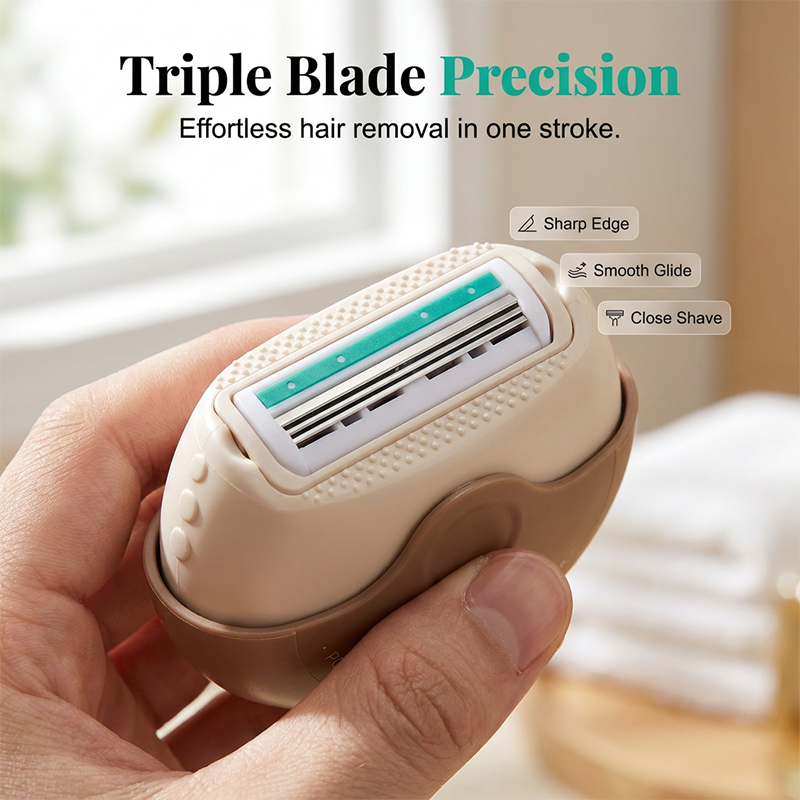 🥳2026 HOT SALE🥳💞50K+ SOLD!⏳✨Portable 3-Layer Hair Shaver with Rotating Cover