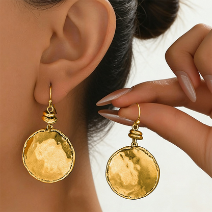 Vintage hammered metal drop earrings