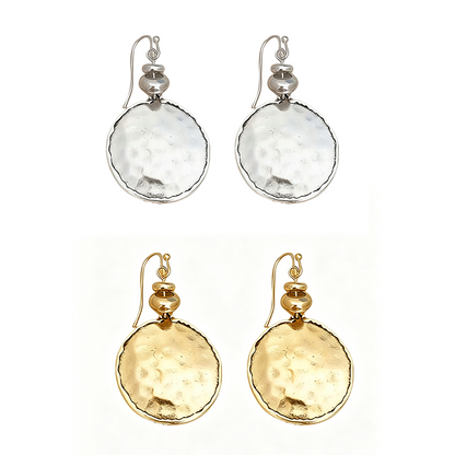 Vintage hammered metal drop earrings