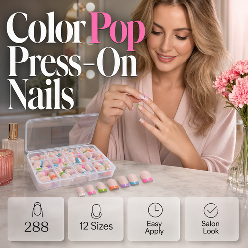 🥳2026 HOT SALE🥳💞50K+ SOLD!💅✨ Color Pop Press-On Nails