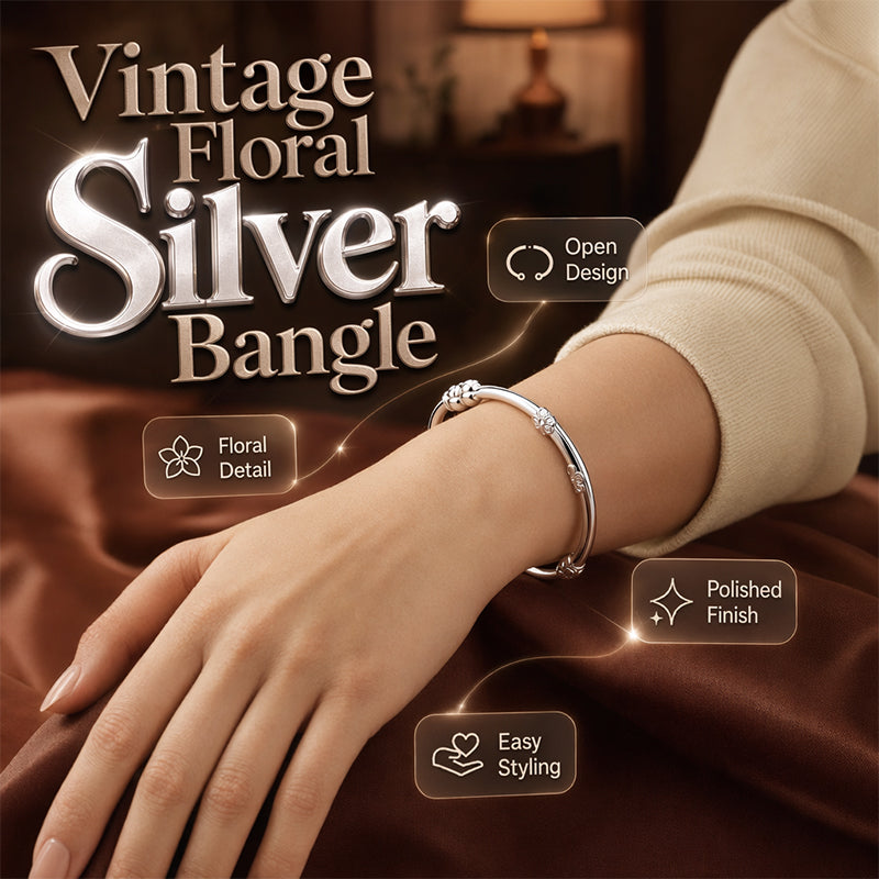 💫Vintage Floral Silver Bangle💫Buy 1 Get 1 Free NOW!!💥