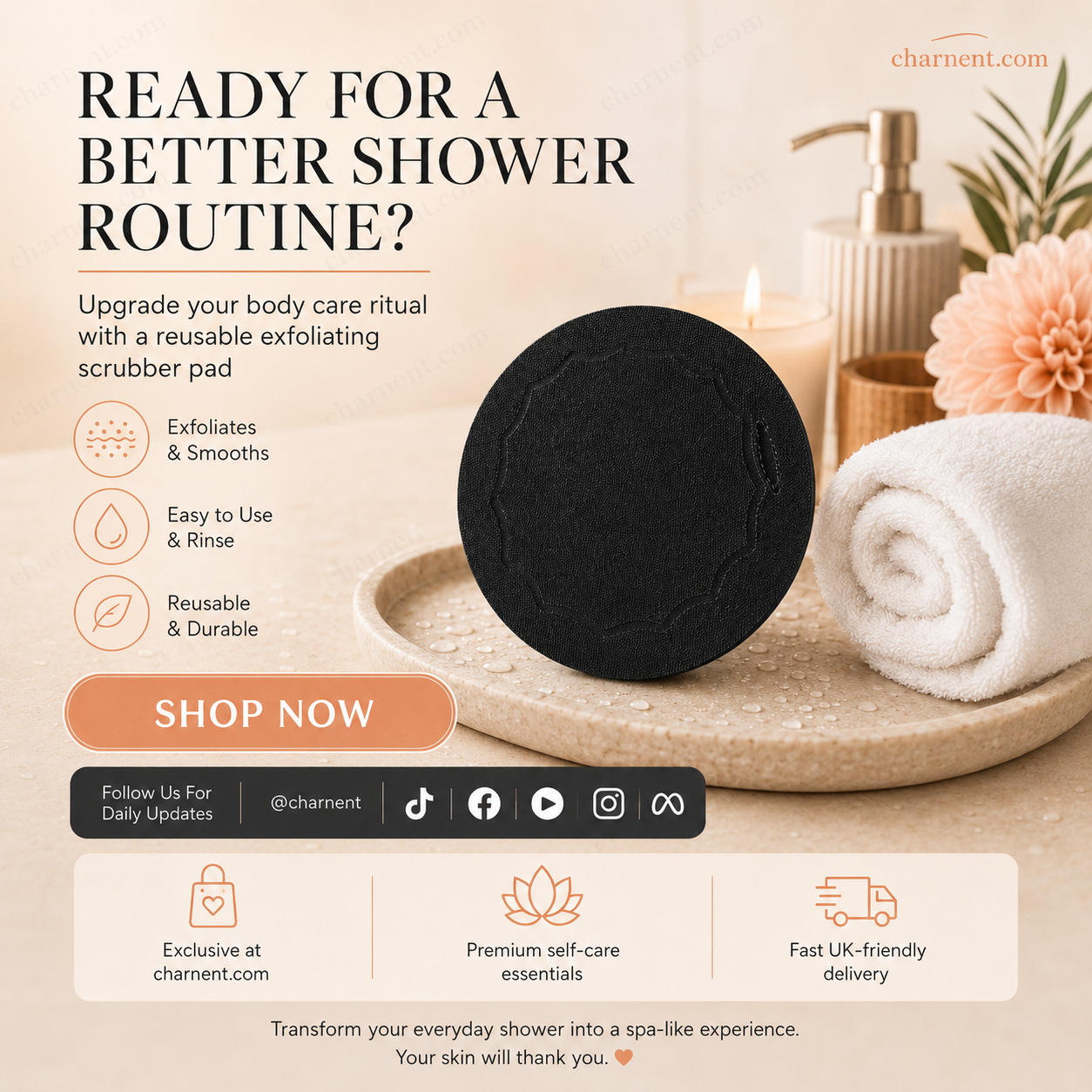 🛁 Exfoliating Scrub Bath Pad – Rubber Body Cleansing Pad For Shower