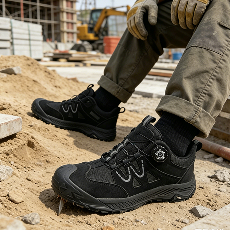 Steel Toe Safety Shoes with Rotary Lacing System