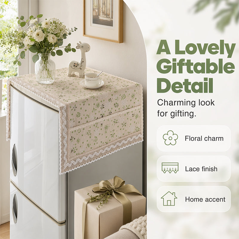 ✨Cotton Linen Refrigerator Dust Cover with Pockets