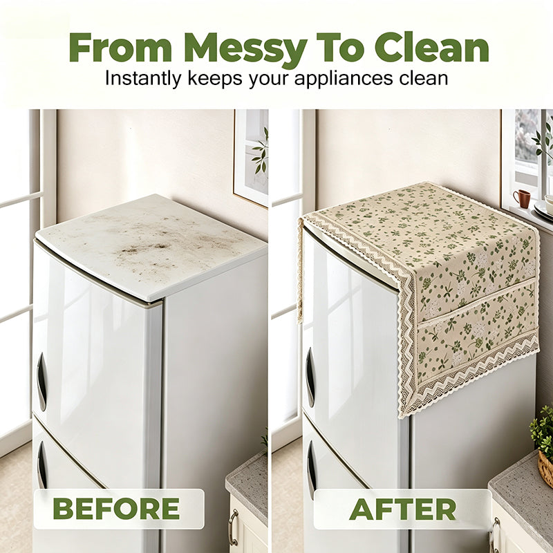 ✨Cotton Linen Refrigerator Dust Cover with Pockets