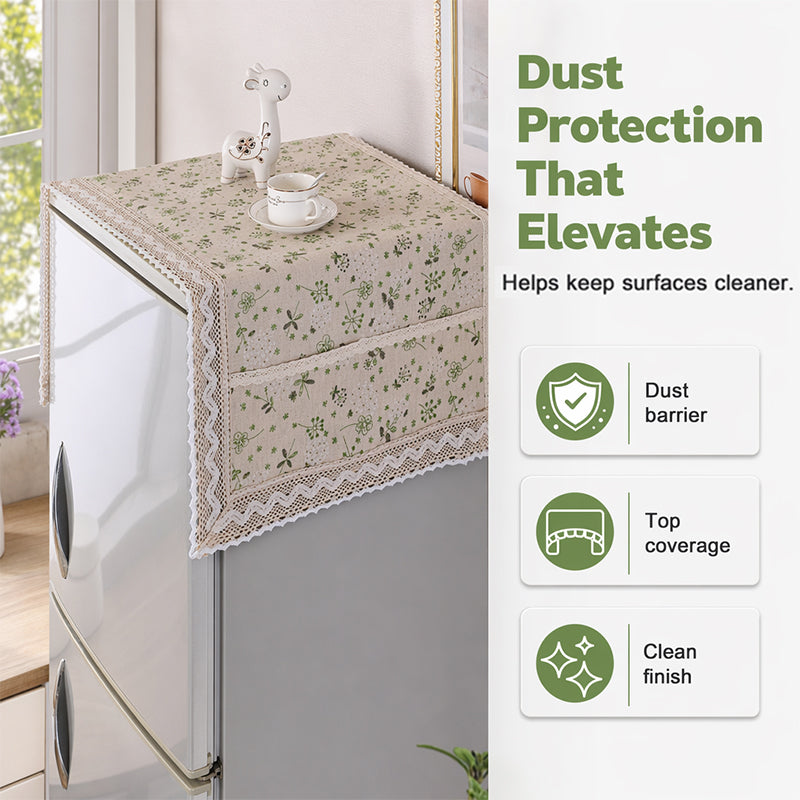 ✨Cotton Linen Refrigerator Dust Cover with Pockets