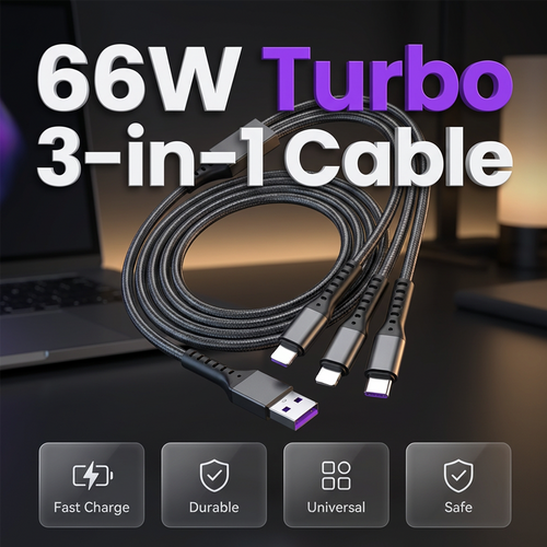 66W 3-in-1 Fast Charging Cable